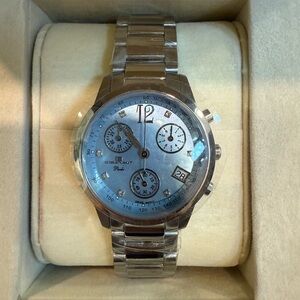 Oceanaut - Silver Chronograph Watch with Blue Dial